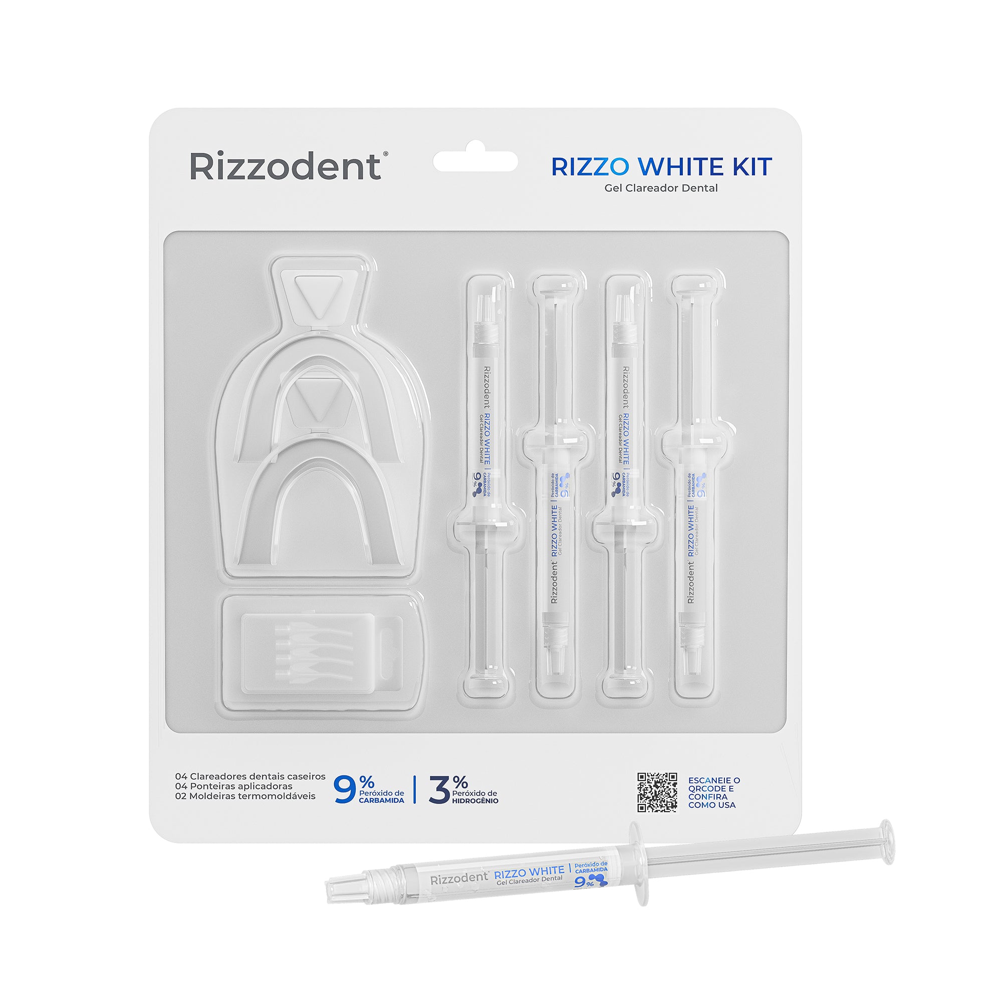 Kit Clareador Dental Doméstico Rizzo White - Peróxido de Hidrogênio 3%